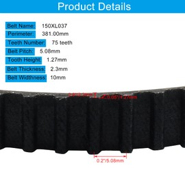 Litoexpe 150XL037 Timing Belt 75 Teeth Geared Drive Belt 10mm Black Cogged Rubber Drive Belt