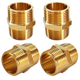 Gadoutcover 4PCS Hex Brass Nipples 1"NPT Male X 1" NPT Male Pipe Fitting 1 inch Brass Pipe Nipples Pipe Adapter Fittings Heavy Equal Brass Nipples Connectors