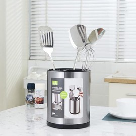 RedCall Stainless Steel Cooking Utensil Holder,360° Rotating Kitchen Utensil Holder,Extra Large Spatula Spoon Holder Counter,Weighted Base Utensil Caddy Storage Organizer for Countertop