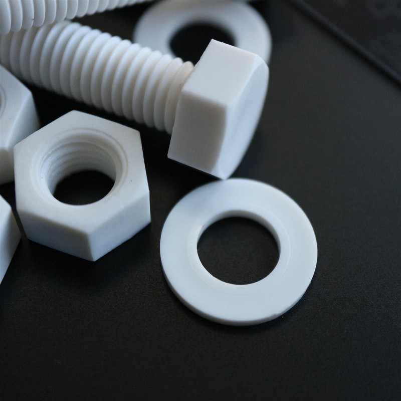 10x White Hex Head Screws Polypropylene (PP) Plastic Nuts and