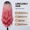 Long Ombre Pink Red Wave Wigs for Women Black Pink