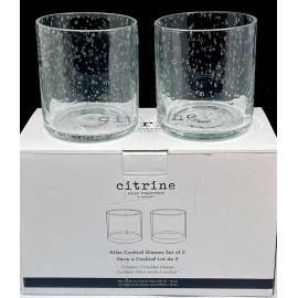 Magenta Citrine Atlas Collection Set of 2 Cocktail Glasses New In Box