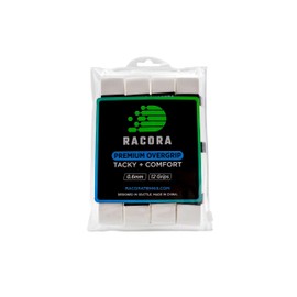 Racora Tennis Overgrip, Tennis Grip Tape, Durable Tennis Grip, Racket Handle Wrap (White, 12-Pack)
