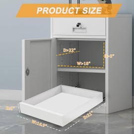 ToBeAce Pull Out Cabinet Organizer 21" Deep Adhesive Slide Out Cabinet Drawer Peel Stick Pull Out Shelf Drawer for Kitchen Pantry Bathroom Solid Panel White 1 Pack 16.9" Wide