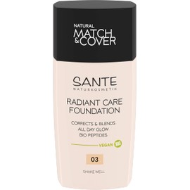 SANTE Naturkosmetik Radiant Care Foundation 03 Neutral Linen, Vegan Foundation with Organic Peptides and High-Quality Oils, for Radiant Skin, Nourishing and Sustainable Formula, 30 ml