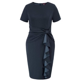 Hanna Nikole Women's Plus Size Short Sleeve Elegant Sheath Pencil Dress 16W Navy