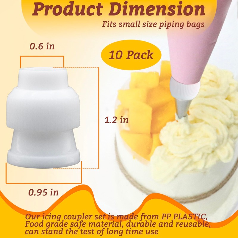LUTQ 10 Pack Piping Bag Couplers for Icing Nozzles, Medium
