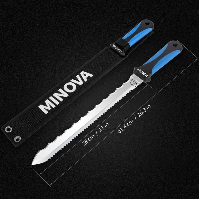 MINOVA Insulation Knife with Sheath Stainless Steel Blade 11” Double