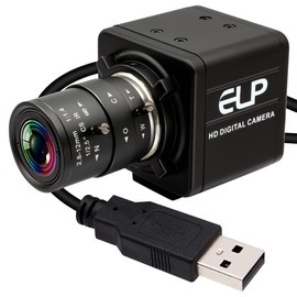 1080P USB Camera with Microphone Manual Zoom 2.8-12mm Webcam Variable Focus PC Camera H.264 Mini UVC USB2.0 USB with Camera for Computer Audio Video Close-up Camera Varifocal Lens Web Camera