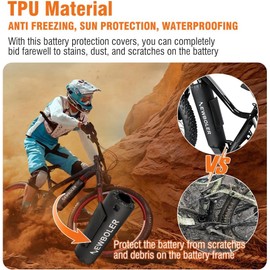 E Bike Battery Cover - Cold, Dust and Waterproof E-Bike Battery Protector Accessory for Battery Heating and Increased Range for Batteries with a circumference of 8.66-17.5 in