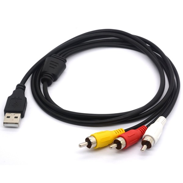 PIIHUSW USB to 3RCA Cable, USB Male to 3 RCA