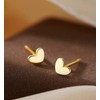 FASHGOOD Sterling Silver & 14K Gold Plated Mini Heart Stud