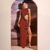 Women's Fashion Snakeskin Printed Hollow Out Maxi Dress Sexy Sleeveless