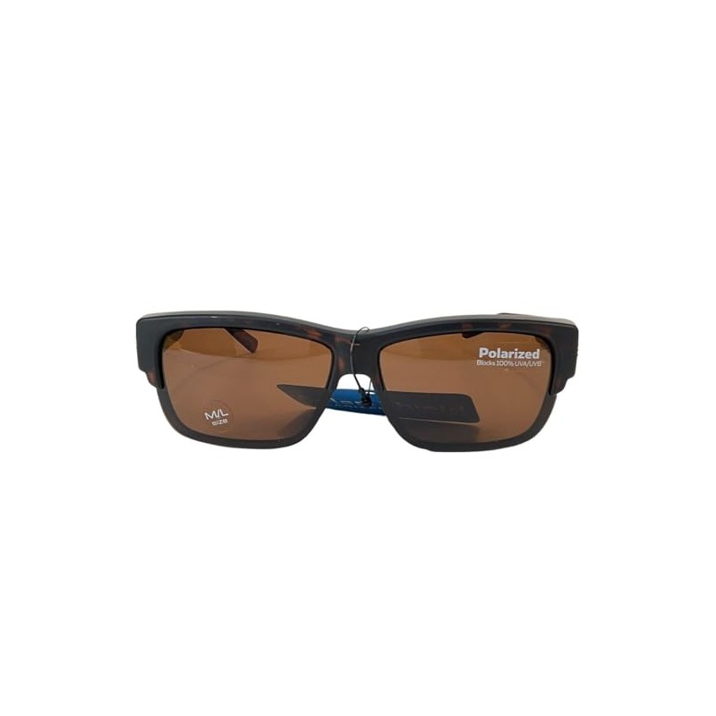 Solar Shield-Logan Polarized Rectangular Fits Over Sunglasses, Brown Tortoise, ML/MG