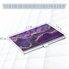 xiviers Business Card Holder，Color Printing Men's and Women's Business Card Case，Ultra-Thin Metal Business Card Organizer，Carry-on Pocket Wallet Business Card Holder,Purple Marble
