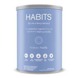 HABITS BY NOT A FANCY KITCHEN | Proteína Vegetal en Polvo | Sabor Vainilla 488 g | 21.5 g de Proteína Por Porción | Sin Azúcares Añadidos | Fuente de BCAAs, No GMO 16 Porciones