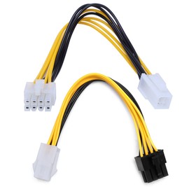MinnowXY 4-Pin Male to 8-Pin Female CPU Board Power Supply Converter Adapter Cable Yellow Black 20cm/7.87in Abs
