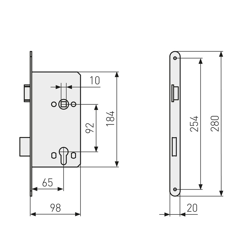 ABUS - Mortice Lock for Front Doors ESHT PZ R
