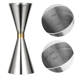 Measuring Cup Graduated Jigger Cup Cocktail Stainless Steel Measuring Cup Bar Supplies Tools Integrated Steel Measuring Cup Silver (30ml/60ml, Gold and Silver)