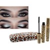 3D Fiber Eyelash Mascara Extension (Black) Lash Gel & 1x Natural Fiber Lash with Leopard Case