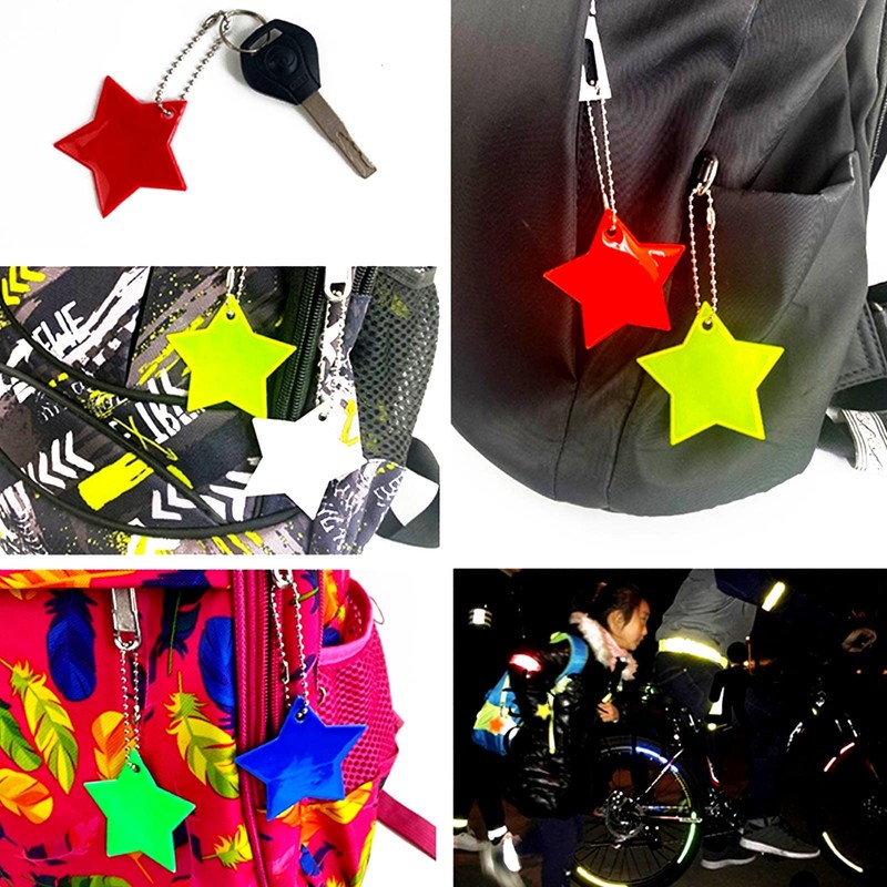 AWAVM 13 Pieces Star PVC Reflective Pendant, Star Reflective Key