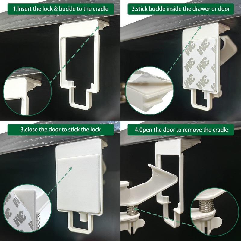 Vmaisi 12 Pack Cabinet Locks Child Safety Latches - Baby
