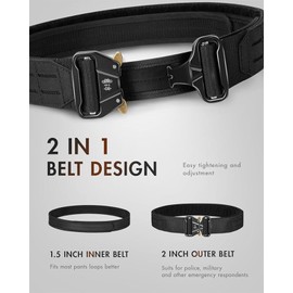 Tactical Battle Belt 2" Quick Release - Heavy Duty MOLLE Combat Belt for Men, Military Tactical Gun Belt with Quick-Release Buckle, Adjustable War Belt for Outdoor, Hunting, Airsoft, Duty Gear