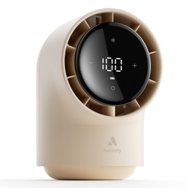 Aecooly Touch Control Desk fan, 100 Speeds Quiet Digital Display Small Table Fan, 4000mAh Battery Powered Desktop Fan for Bedroom, Bedside, Office, Travel -Beige
