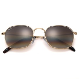 Pro Acme Classic Sunglasses for Women Men Hexagonal Flat Lens Metal Frame Trendy Square Shades Sunglasses 100% Real Glass Lens（Gold | Brown Gradient）