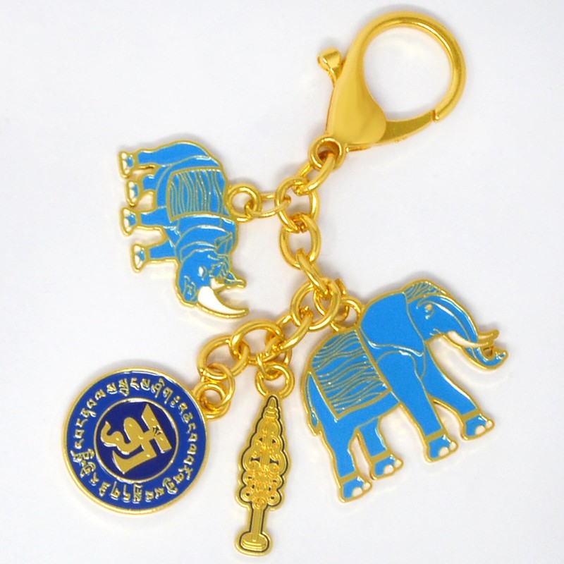 Isui Elephant Rhinoceros Keychain Charm Animal Key Chain Feng Shui