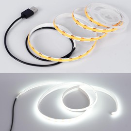USB LED Strip Lights, Super Bright COB LED Strip Light, 5V Flexible LED Tape Light for TV LED Backlight, Mirrors, Display Cabinet, Shelf, DIY