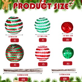 Hiboom 40 Set Christmas Sequins Ball Decoration Picks Mixed Color Sequin Foam Ball Tree Picks Bling Ball Ornaments Sticks for Xmas Tree Topper Home DIY Table Craft Party Decor (Red, Green, White)