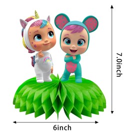9Pcs Cry Babies Birthday Party Supplies,Colorful Paper Table Decorations, Baby Honeycomb Centerpieces 3D Double Side for Children