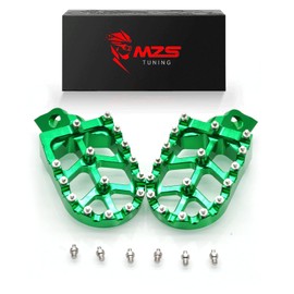 MZS Dirt Bike Foot Pegs, CNC Motocross Footpeg MX Footrest Pedal Green Compatible with KLX140 KLX140G 08-24 / KX65 00-24 / KX80 98-00 / KX85 01-24 / KX100 98-20 / KX112 22 / RM65 03-05 / RM100 03