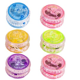 6 Pack Light Up Yo Yo for Kids, Flashing LED Yoyo Toys with Random Colors, Fun Skill Development Toy for Beginners Ages 5-12, Indoor and Outdoor Play, 6x3cm