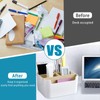 Bamboo Table Organiser Desktop, Desk Organiser, 5 Compartments Wooden Desktop