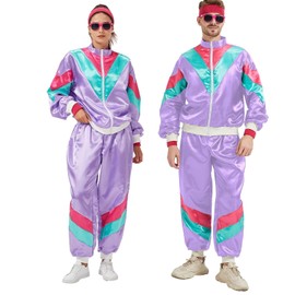 80s 90s Tracksuit for Men Women Retro Hip Hop Outfit Track Suit Windbreaker Set for Couples Costume P-S