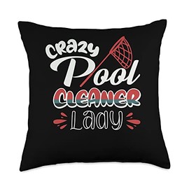 Pool Cleaner Pool Pump Service Maintenance Designs Crazy Pool Cleaner Lady Throw Pillow, 18x18, Multicolor