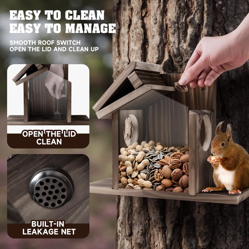 Gnodary Squirrel Feeders for Outside, Durable Squirrel House for Outdoor