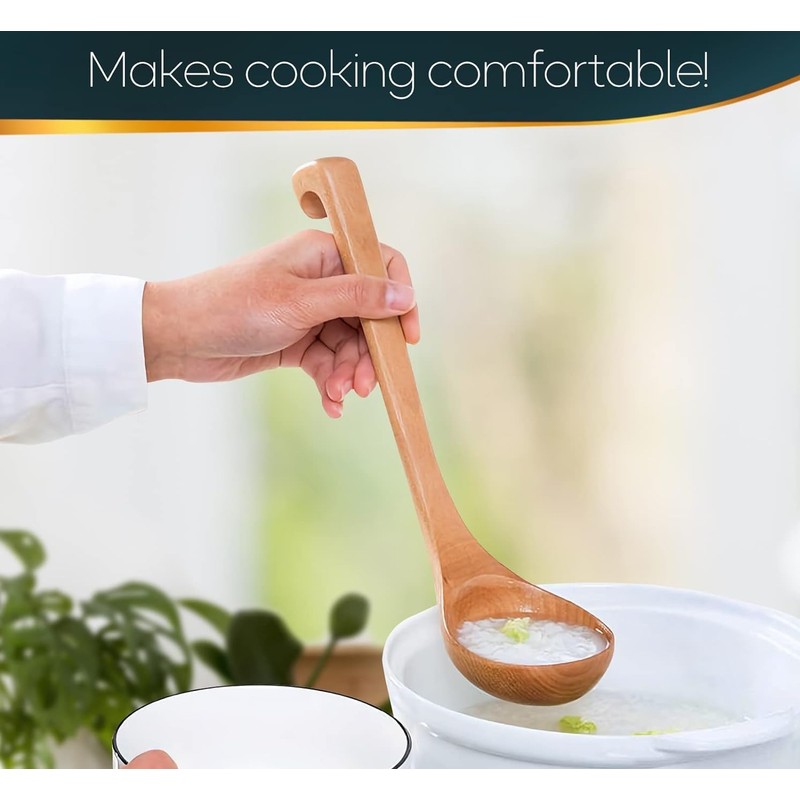 Natural Spoon Classic Wooden Soup-ladle Bamboo Kitchen dinnerware Tools (Ladle,