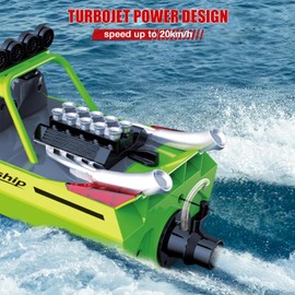 SVERTIBO RC Boat W/ 2.4GHz Remote Control, 2 Rechargeable Batteries & LED Lights for Pool Lakes Water, High Speed RC Sport Jet Boat RTR for Adults Gifts Toys (Green)