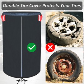 Tire Covers Car Spare Wheel Cover Rim Protector for Cars 420D Material Tire Storage Bags Cover Up to 4 Tires (M : 29 x 43 in)