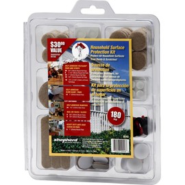 Shepherd Hardware 9046 Household Surface Protection Kit, Felt, Sliders, Vinyl Bumpers, Nail-On Tacks, 180-Pieces