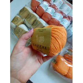 Gazzal Organic Baby Cotton Yarn 100% Organic Cotton, 2 Ball (Pack) Total 3.52 Oz. Each 1.76 Oz (50g) / 125 Yrds (115 m), 3 Light DK,Global Organic Textile Standard(GOTS) (425 Pink)