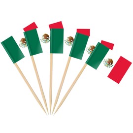 AhfuLife Mexican Flags Toothpicks for Cinco De Mayo Decorations, 100/200 Pcs Mini Mexican Flag for Americas 2024 Decorations, Mexico Flag Picks Cocktail Picks for Mexican Fiesta Party Decorations