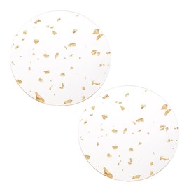sourcing map 2pcs Gold Foil Acrylic Cup Coaster, Round Acrylic Drink Coaster Non-Slip Table Coaster for Dining Table Centerpiece Decor