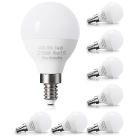 8 Pack E12 LED Ceiling Fan Light Bulbs 120V 60W Eqv., Daylight 5000K, A15 Candebalra Light Bulbs Small Base, Bright White LED Bulb Round, Not Dimmable