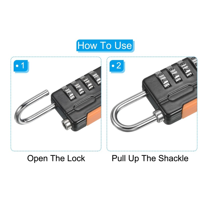 PATIKIL Security Steel Cable 4 Digit Combination Lock Set of
