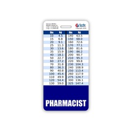 Pharmacist Badge Buddy Vertical w/Height & Weight Conversion Charts (Standard, Navy)