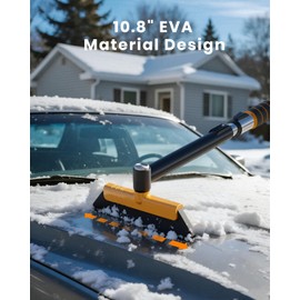 helloleiboo 43.7" Extendable Ice Scrapers for Car Windshield for 12 Adjustable Length Settings with Foam Grip and 360° Pivoting Brush Head Detachable Snow Brush for Truck SUV(Orange)